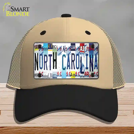 North Carolina Strip Art Novelty License Plate Hat Tag Mesh / Khaki|Black