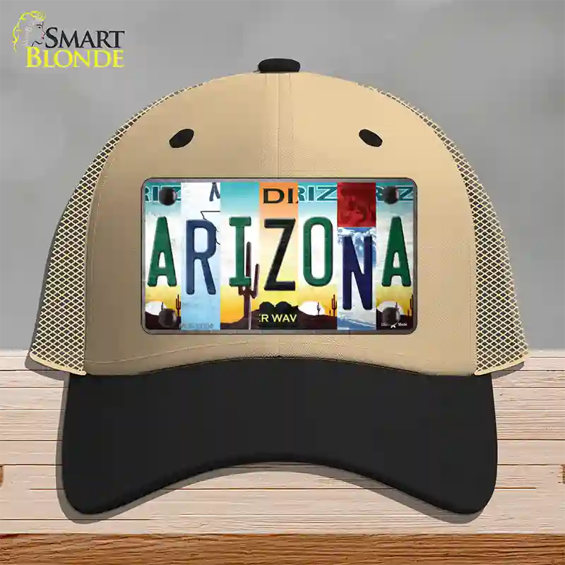 Arizona Strip Art Novelty License Plate Hat Tag Mesh / Khaki|Black