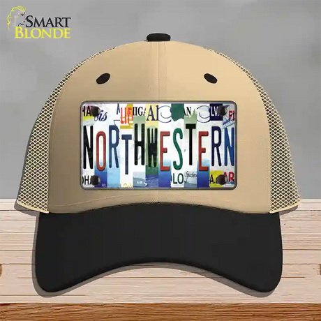 Northwestern Strip Art Novelty License Plate Hat Tag Mesh / Khaki|Black