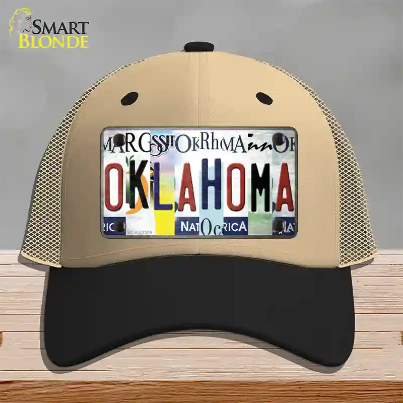 Oklahoma Strip Art Novelty License Plate Hat Tag Mesh / Khaki|Black