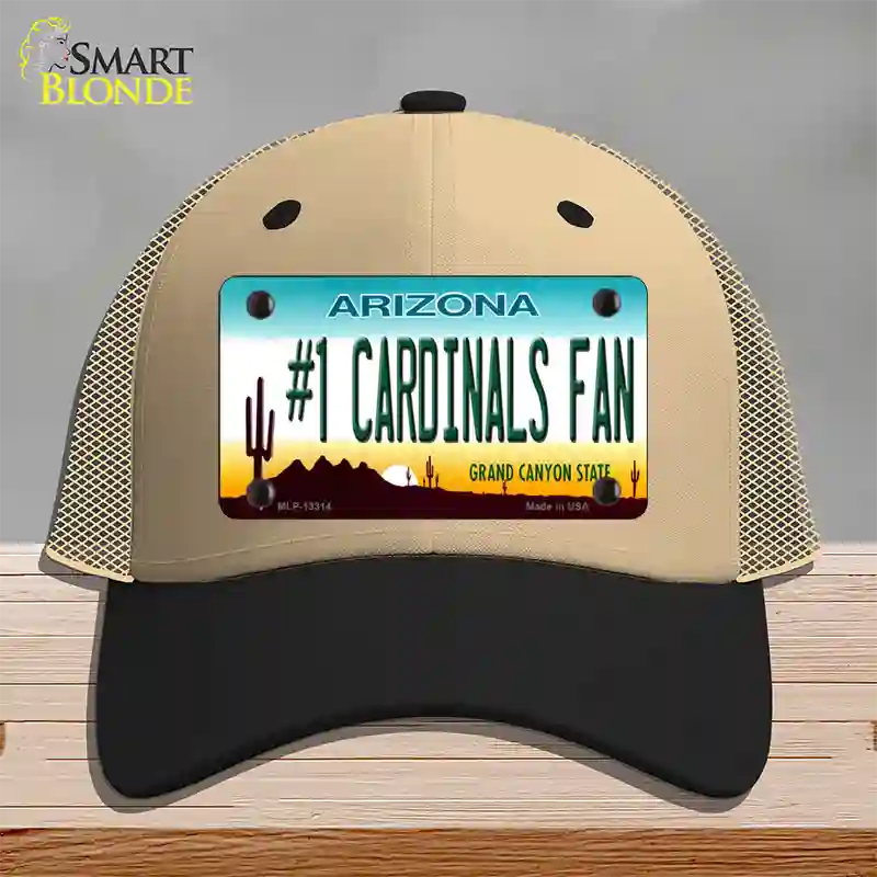 Number 1 Cardinals Fan Novelty License Plate Hat Tag Mesh / Khaki|Black