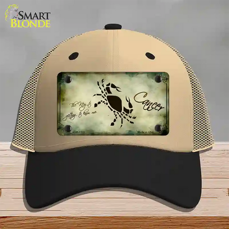 Cancer Zodiac Novelty License Plate Hat Mesh / Khaki|Black