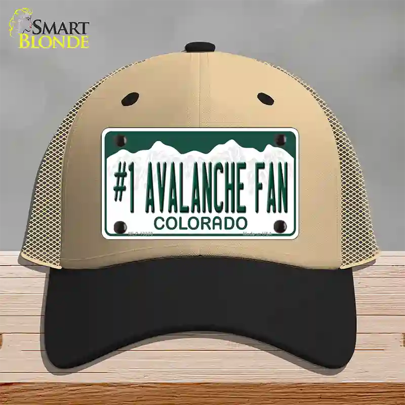 Number 1 Avalanche Fan Novelty License Plate Hat Tag Mesh / Khaki|Black