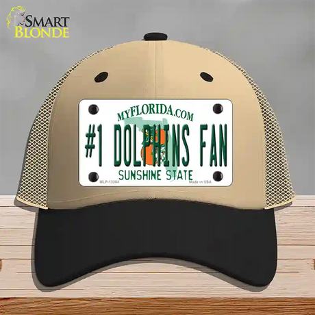 Number 1 Dolphins Fan Novelty License Plate Hat Tag Mesh / Khaki|Black