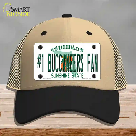 Number 1 Buccaneers Fan Novelty License Plate Hat Tag Mesh / Khaki|Black