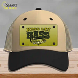 Kiss My Bass Novelty License Plate Hat Mesh / Khaki|Black