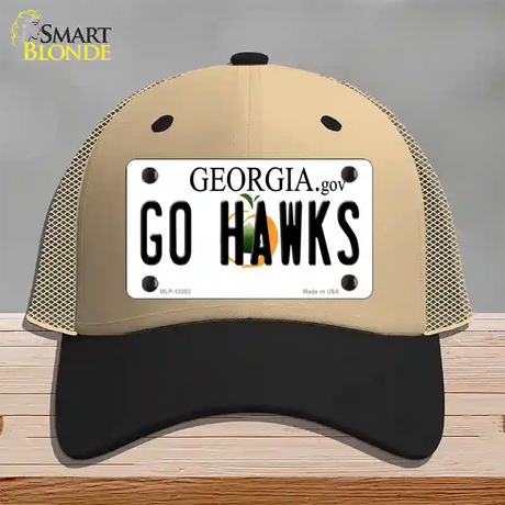 Go Hawks Novelty License Plate Hat Tag Mesh / Khaki|Black