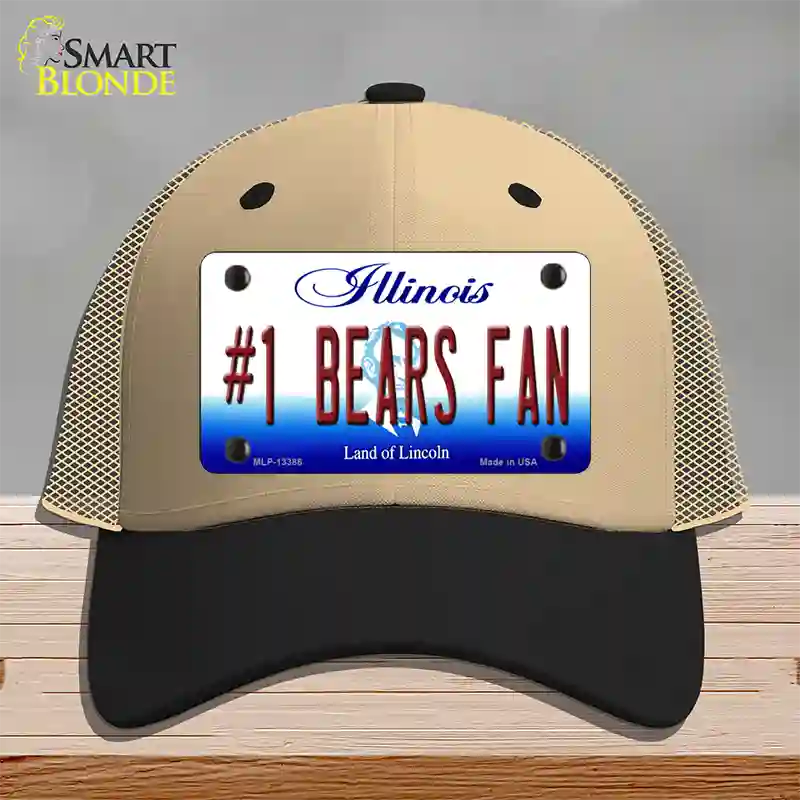 Number 1 Bears Fan Novelty License Plate Hat Tag Mesh / Khaki|Black