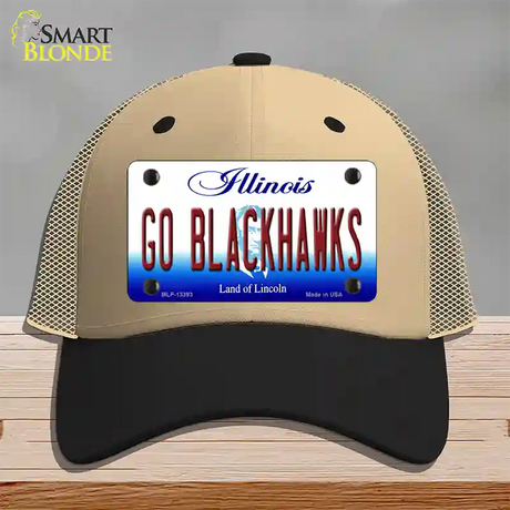 Go Blackhawks Novelty License Plate Hat Tag Mesh / Khaki|Black