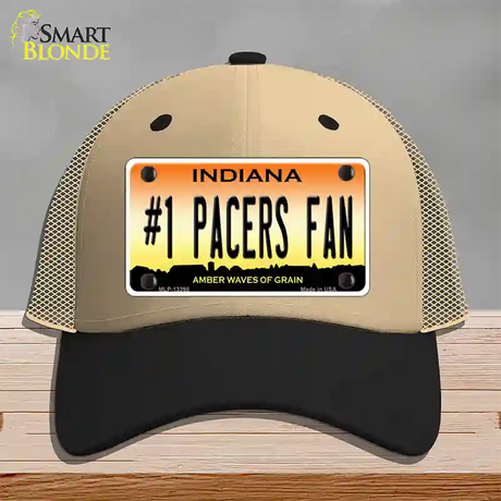 Number 1 Pacers Fan Novelty License Plate Hat Tag Mesh / Khaki|Black