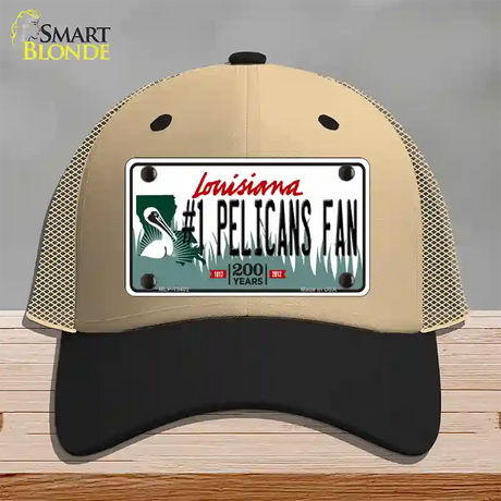 Number 1 Pelicans Fan Novelty License Plate Hat Tag Mesh / Khaki|Black