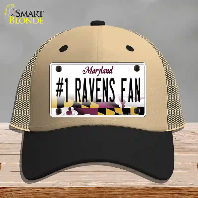 Number 1 Ravens Fan Novelty License Plate Hat Tag Mesh / Khaki|Black