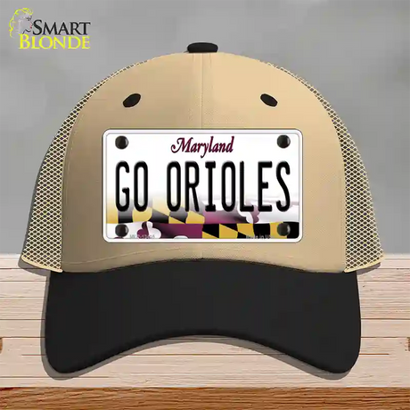 Go Orioles Novelty License Plate Hat Tag Mesh / Khaki|Black