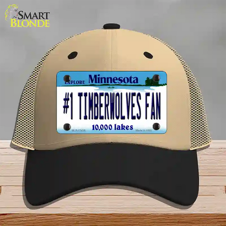 Number 1 Timberwolves Fan Novelty License Plate Hat Tag Mesh / Khaki|Black