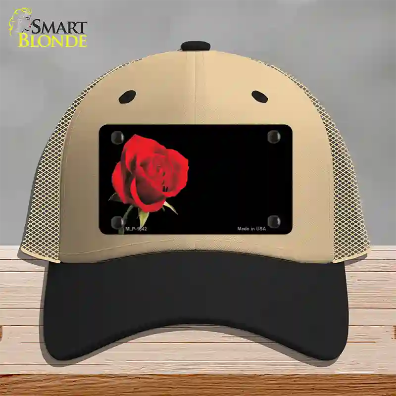 Rose Offset Novelty License Plate Hat Mesh / Khaki|Black