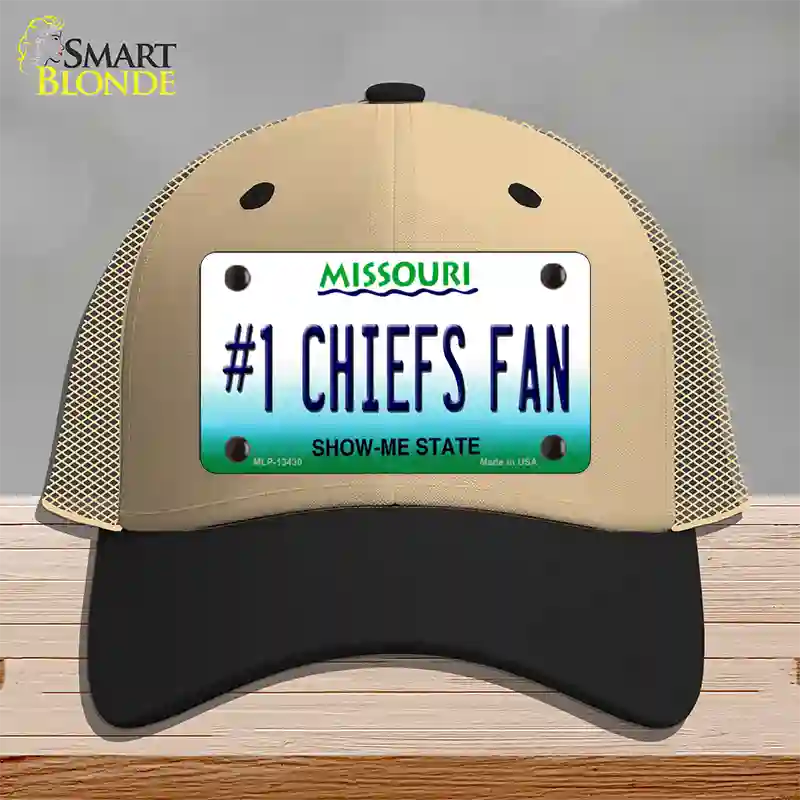 Number 1 Chiefs Fan Novelty License Plate Hat Tag Mesh / Khaki|Black