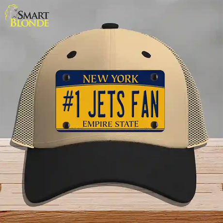 Number 1 Jets Fan New York Novelty License Plate Hat Tag Mesh / Khaki|Black