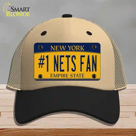 Number 1 Nets Fan Novelty License Plate Hat Tag Mesh / Khaki|Black