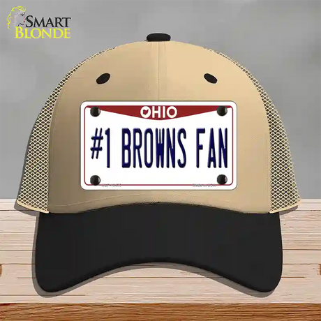 Number 1 Browns Fan Novelty License Plate Hat Tag Mesh / Khaki|Black