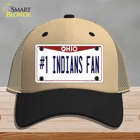 Number 1 Indians Fan Novelty License Plate Hat Tag Mesh / Khaki|Black