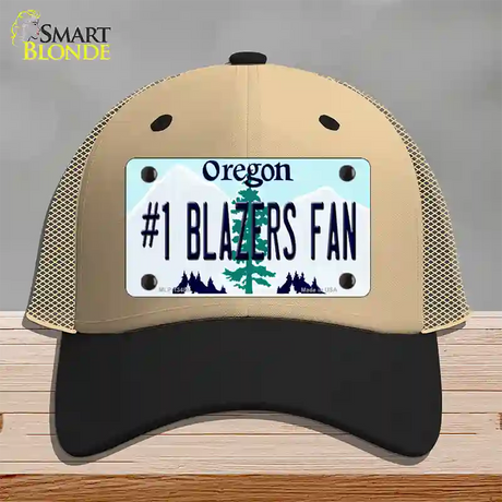 Number 1 Blazers Fan Novelty License Plate Hat Tag Mesh / Khaki|Black