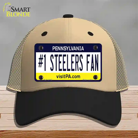 Number 1 Steelers Fan Novelty License Plate Hat Tag Mesh / Khaki|Black