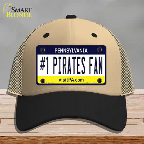 Number 1 Pirates Fan Novelty License Plate Hat Tag Mesh / Khaki|Black