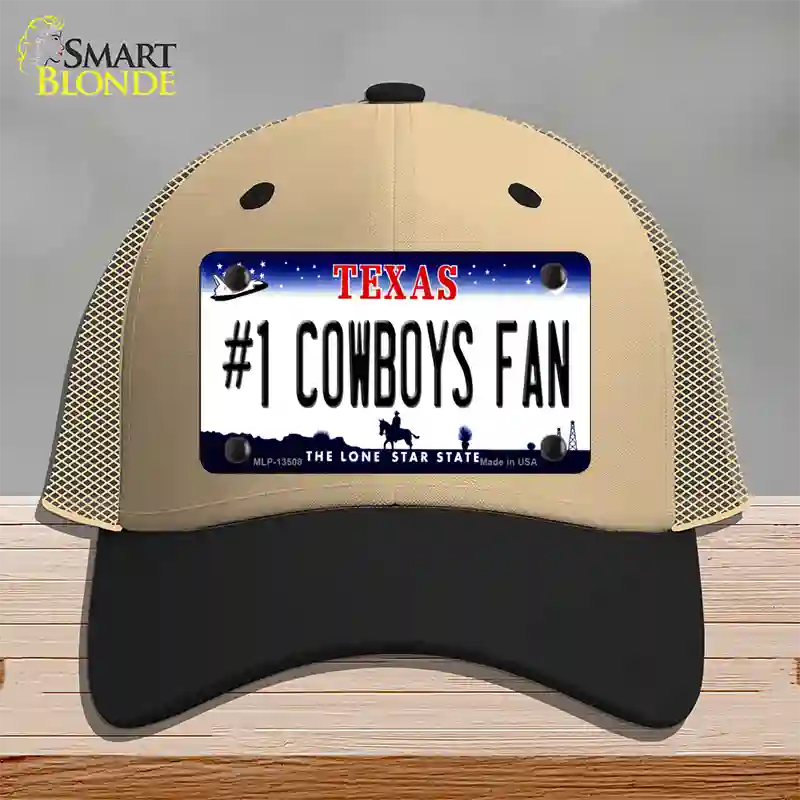 Number 1 Cowboys Fan Novelty License Plate Hat Tag Mesh / Khaki|Black