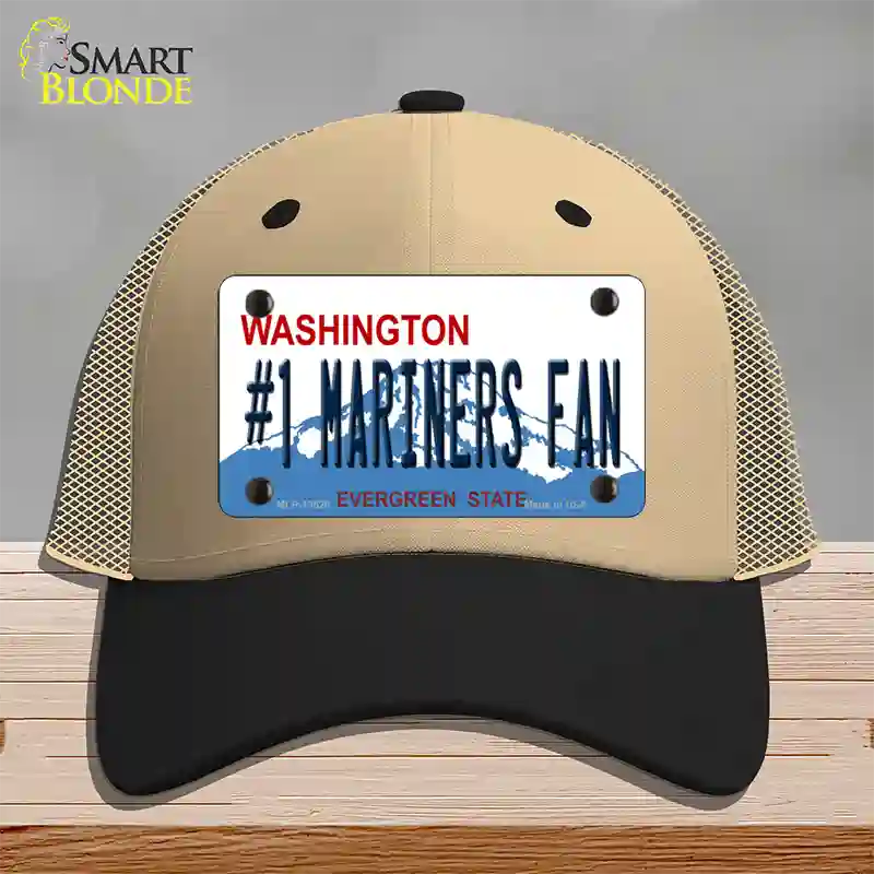 Number 1 Mariners Fan Novelty License Plate Hat Tag Mesh / Khaki|Black