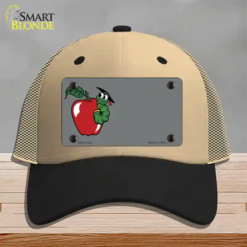 Teacher Apple Offset Novelty License Plate Hat Mesh / Khaki|Black