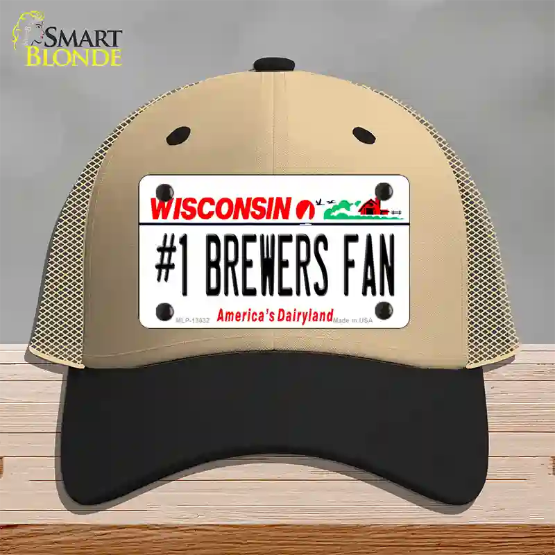 Number 1 Brewers Fan Novelty License Plate Hat Tag Mesh / Khaki|Black