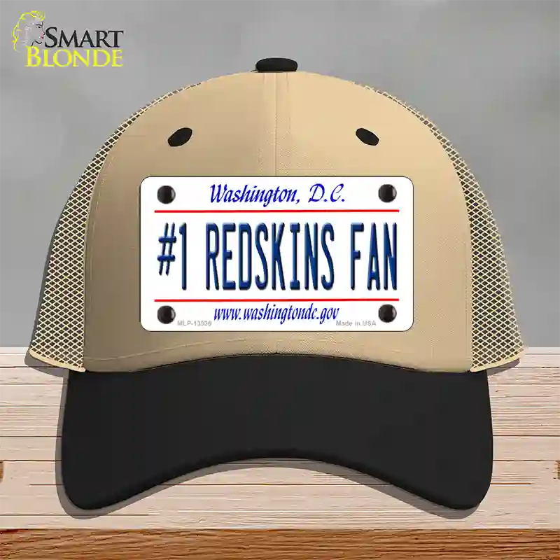 Number 1 Redskins Fan Novelty License Plate Hat Tag Mesh / Khaki|Black