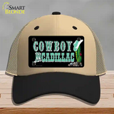 Cowboy Cadillac Novelty License Plate Hat Mesh / Khaki|Black