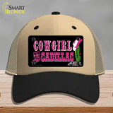 Cowgirl Cadillac Novelty License Plate Hat Mesh / Khaki|Black