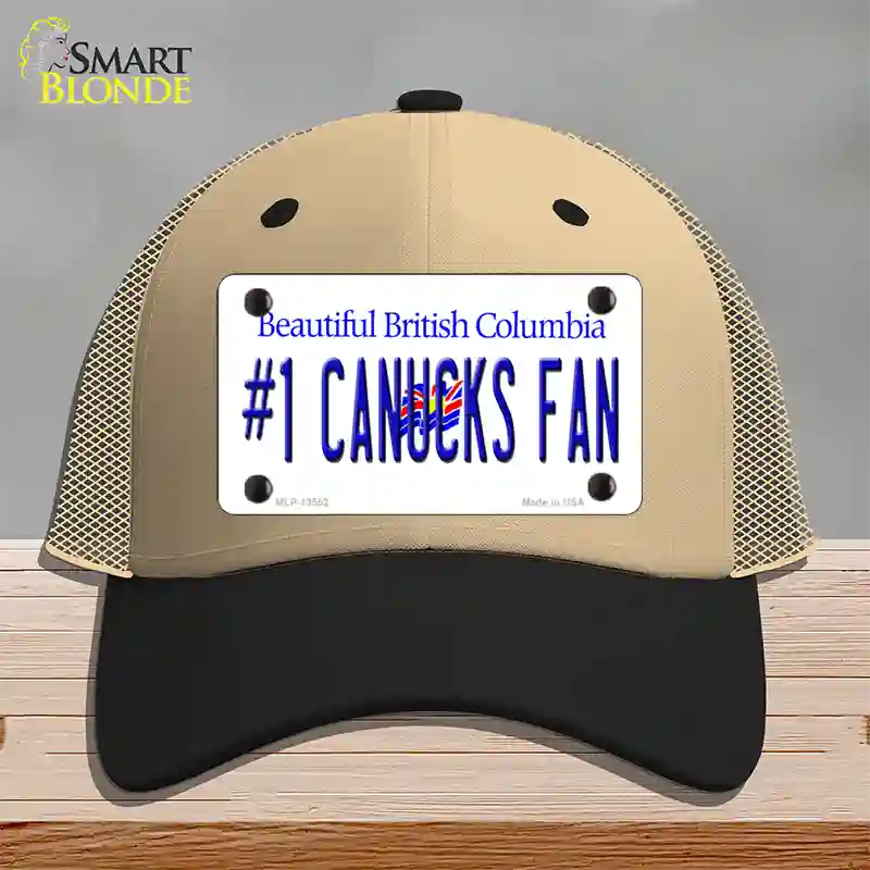 Number 1 Canucks Fan Novelty License Plate Hat Tag Mesh / Khaki|Black