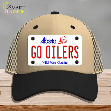 Go Oilers Novelty License Plate Hat Tag Mesh / Khaki|Black