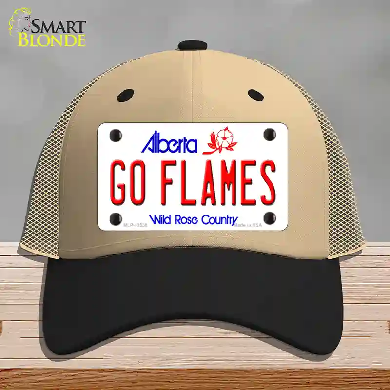 Go Flames Novelty License Plate Hat Tag Mesh / Khaki|Black