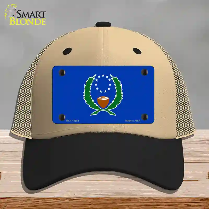 Pohnpei Flag Novelty License Plate Hat Mesh / Khaki|Black