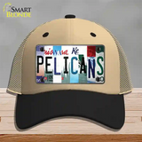 Pelicans Strip Art Novelty License Plate Hat Tag Mesh / Khaki|Black