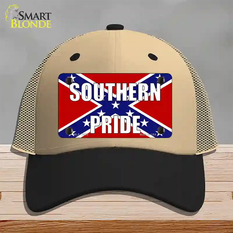 Southern Pride Confederate Novelty License Plate Hat Tag Mesh / Khaki|Black