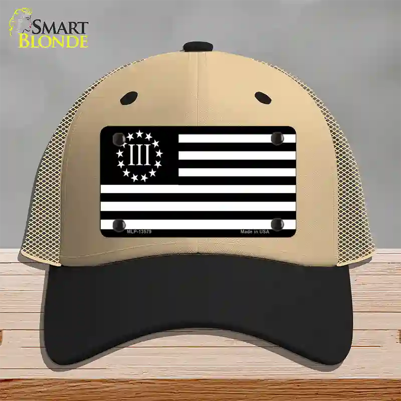 3 Percenter American Flag Novelty License Plate Hat Tag Mesh / Khaki|Black