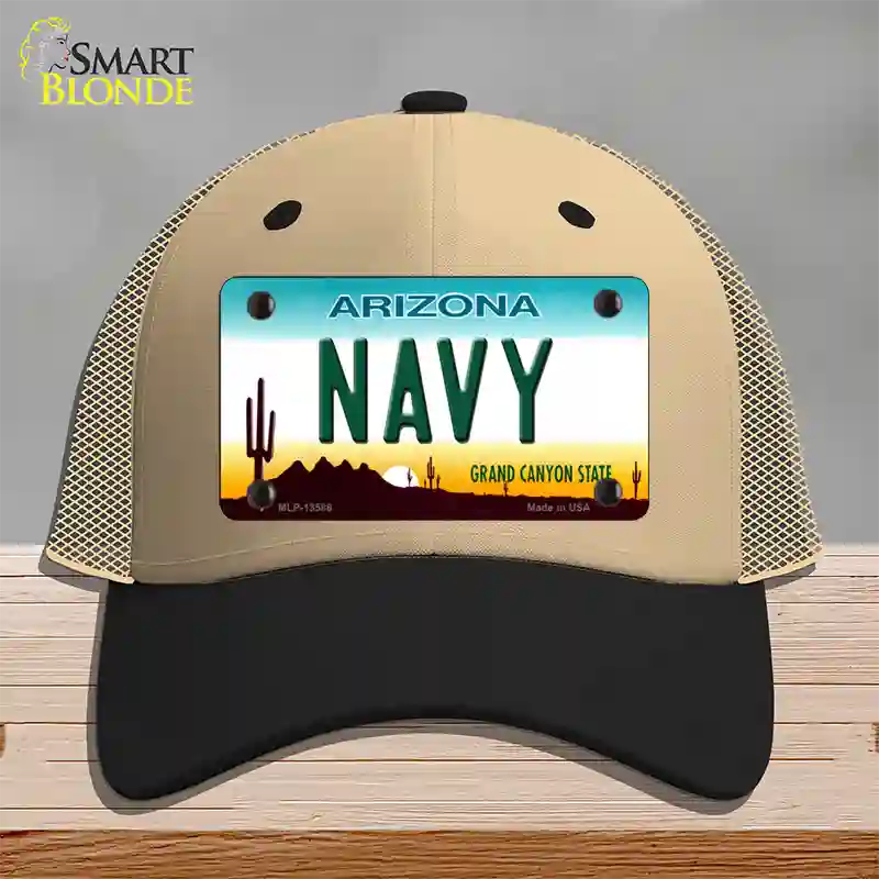 Navy Arizona Novelty License Plate Hat Tag Mesh / Khaki|Black