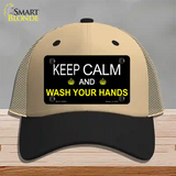 Keep Calm Wash Your Hands Novelty License Plate Hat Tag Mesh / Khaki|Black