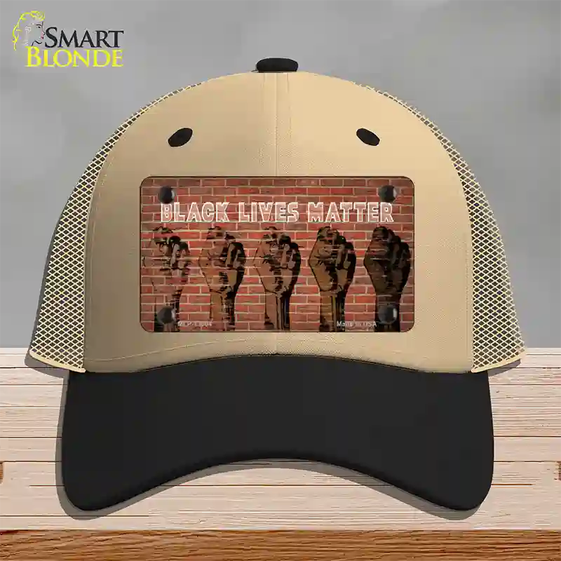 Black Lives Matter Fists Novelty License Plate Hat Tag Mesh / Khaki|Black