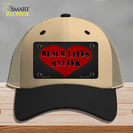 Black Lives Matter Heart Novelty License Plate Hat Tag Mesh / Khaki|Black