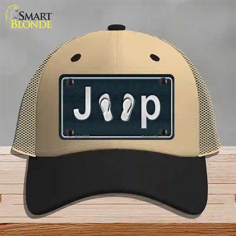 J**P Flipflop Novelty License Plate Hat Tag Mesh / Khaki|Black