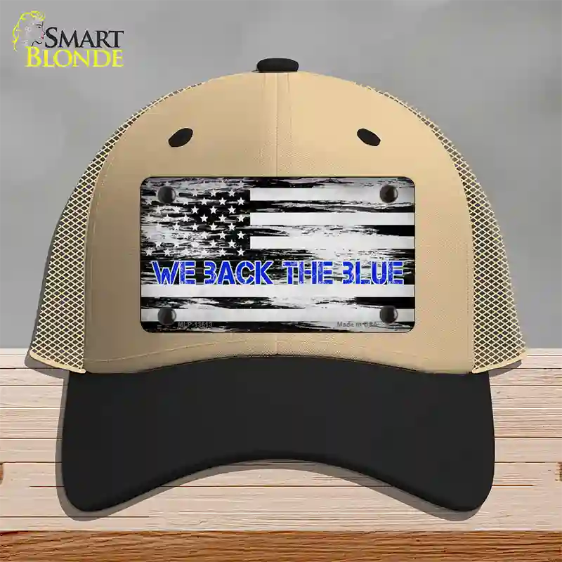 We Back The Blue Novelty License Plate Hat Tag Mesh / Khaki|Black