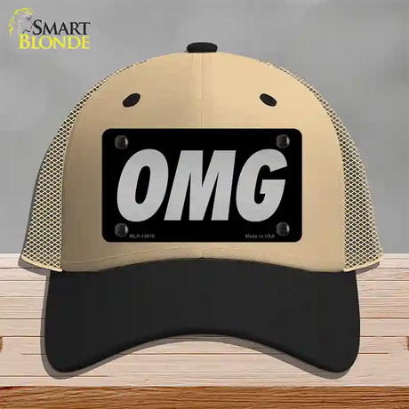 OMG Black Novelty License Plate Hat Tag Mesh / Khaki|Black