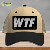 WTF Black Novelty License Plate Hat Tag Mesh / Khaki|Black