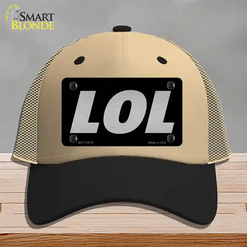 LOL Black Novelty License Plate Hat Tag Mesh / Khaki|Black